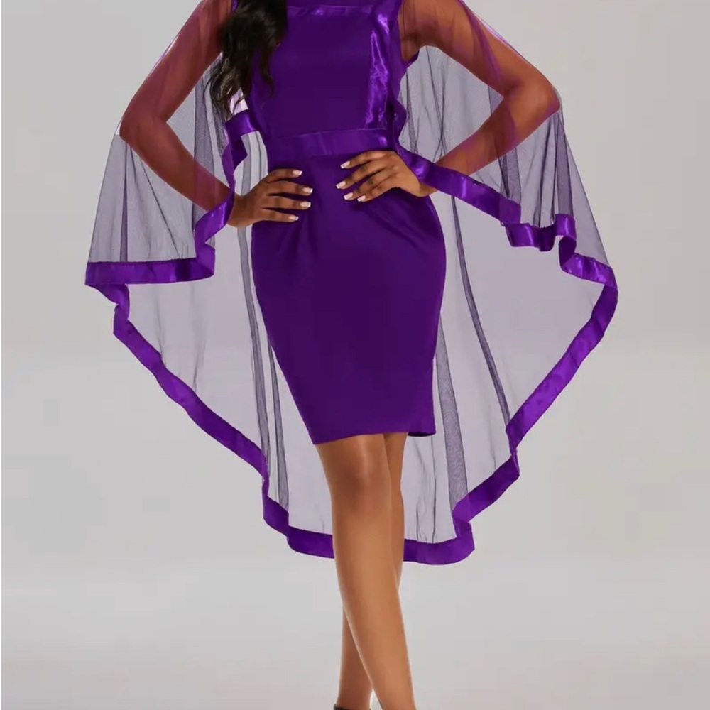 Elegant Purple Cape Dress